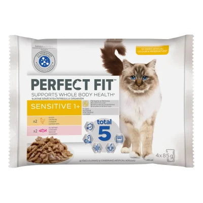 Perfect Fit Hrană Umedă Pui Somon Pisici Sensibile 4x85g
