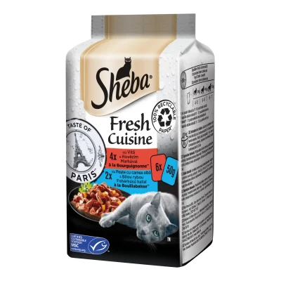 Sheba Taste of Paris Hrană Umedă Vită Pește Pisici 6x50g