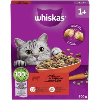 Whiskas 1+ Hrană Uscată Vită Pisici Adulte Granule 14kg